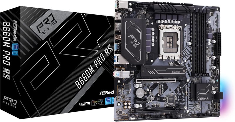 ASRock B660M Pro RS Intel B660 Series CPU (LGA1700) 32 GB Compatible B660M MicroATX Motherboard - Image 1